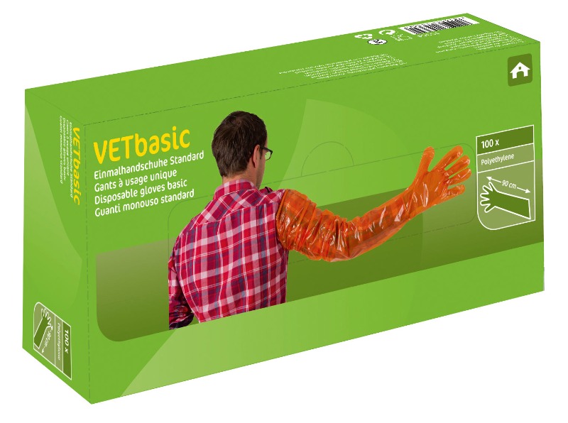 Μακριά γάντια κτηνιατρικής εξέτασης Kerbl VETbasic 90cm για γονιμοποίηση και κλινικό έλεγχο βοοειδών.
